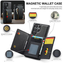 Charger l'image dans la galerie, Casekis RFID Magnetic Detachable Leather Wallet Phone Case Black