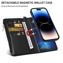 Charger l'image dans la galerie, Casekis Cardholder Case with Wrist Strap,Compatible with MagSafe,Zipper Pocket,Black