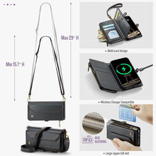 Load image into Gallery viewer, Casekis Cardholer Zipper Wallet Crossbody Phone Case Black