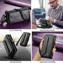 Load image into Gallery viewer, Casekis Cardholer Zipper Wallet Crossbody Phone Case Black