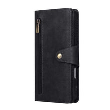 Lade das Bild in den Galerie-Viewer, Casekis Studded Zip Leather Wallet Wristlet Phone Case Black