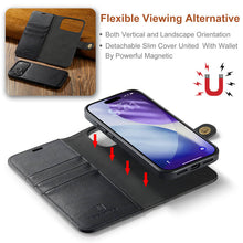 Load image into Gallery viewer, Casekis Detachable Leather Wallet Phone Case Black