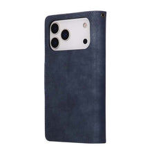 Lade das Bild in den Galerie-Viewer, Casekis Studded Zip Leather Wallet Wristlet Phone Case Blue