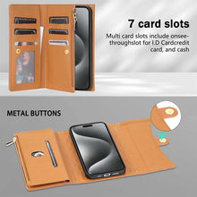 Load image into Gallery viewer, Casekis 7-Slot Foldable Crossbody Wallet Phone Case Brown