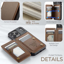 Lade das Bild in den Galerie-Viewer, Casekis RFID Cardholder Wallet Phone Case Brown