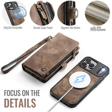 Charger l'image dans la galerie, Casekis Wrist Strap Zipper Wallet Phone Case Brown