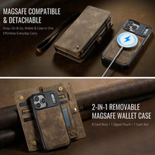 Charger l'image dans la galerie, Casekis Wrist Strap Zipper Wallet Phone Case Brown
