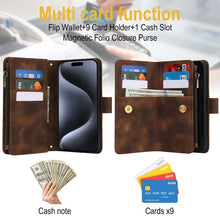 Load image into Gallery viewer, Casekis Crossbody 9 Card Holder Phone Case Brown