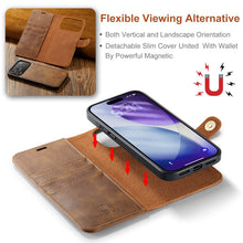 Load image into Gallery viewer, Casekis Detachable Leather Wallet Phone Case Brown