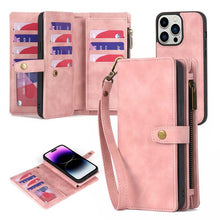 Charger l'image dans la galerie, Casekis Zipper 11 Card Slots Wallet Phone Case Pink