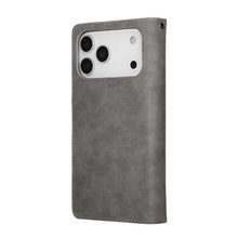 Lade das Bild in den Galerie-Viewer, Casekis Studded Zip Leather Wallet Wristlet Phone Case Gray