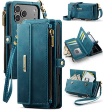 Charger l'image dans la galerie, Casekis Crossbody Leather Wallet RFID Phone Case Green