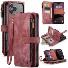 Charger l'image dans la galerie, Casekis Leather Zipper Phone Case Red