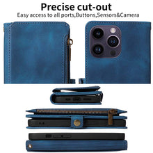 Charger l'image dans la galerie, Casekis Zipper RFID Wallet Phone Case Dark Blue