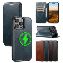 Charger l'image dans la galerie, Casekis Leather Wallet MagSafe Phone Case Blue