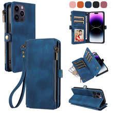 Charger l'image dans la galerie, Casekis Zipper RFID Wallet Phone Case Dark Blue