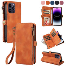 Charger l'image dans la galerie, Casekis Zipper RFID Wallet Phone Case Brown