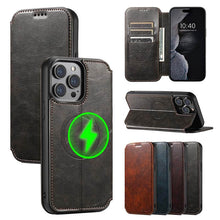 Charger l'image dans la galerie, Casekis Leather Wallet MagSafe Phone Case Black