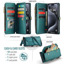 Charger l'image dans la galerie, Casekis Cardholer Zipper Wallet Crossbody Phone Case Green