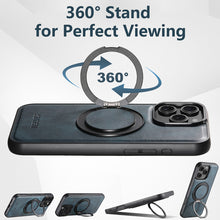 Charger l'image dans la galerie, Casekis Magnetic Charging Rotating Stand Leather Phone Case Blue