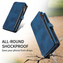 Charger l'image dans la galerie, Casekis Zipper RFID Wallet Phone Case Dark Blue