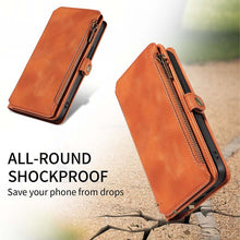 Charger l'image dans la galerie, Casekis Zipper RFID Wallet Phone Case Brown