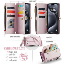 Charger l'image dans la galerie, Casekis Cardholer Zipper Wallet Crossbody Phone Case Pink