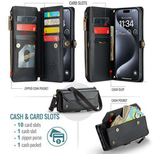 Charger l'image dans la galerie, Casekis Cardholer Zipper Wallet Crossbody Phone Case Black