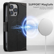 Charger l'image dans la galerie, Casekis Leather Wallet Phone Case compatible with MagSafe Black