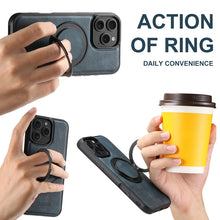 Charger l'image dans la galerie, Casekis Magnetic Charging Rotating Stand Leather Phone Case Blue