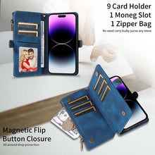 Charger l'image dans la galerie, Casekis Zipper RFID Wallet Phone Case Dark Blue