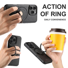 Charger l'image dans la galerie, Casekis Magnetic Charging Rotating Stand Leather Phone Case Black