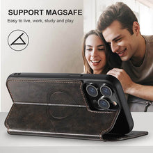 Charger l'image dans la galerie, Casekis Leather Wallet MagSafe Phone Case Black