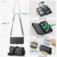 Charger l'image dans la galerie, Casekis Cardholer Zipper Wallet Crossbody Phone Case Black