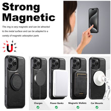 Charger l'image dans la galerie, Casekis Magnetic Charging Rotating Stand Leather Phone Case Black