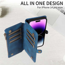 Charger l'image dans la galerie, Casekis Zipper RFID Wallet Phone Case Dark Blue