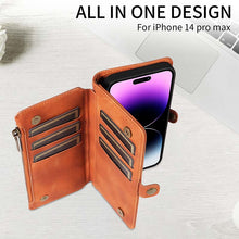 Charger l'image dans la galerie, Casekis Zipper RFID Wallet Phone Case Brown