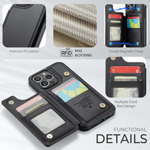 Charger l'image dans la galerie, Casekis RFID Cardholder Wallet Phone Case Black