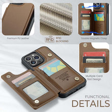 Charger l'image dans la galerie, Casekis RFID Cardholder Wallet Phone Case Brown