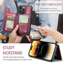 Charger l'image dans la galerie, Casekis RFID Cardholder Wallet Phone Case Red Wine