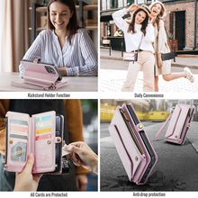 Charger l'image dans la galerie, Casekis Cardholer Zipper Wallet Crossbody Phone Case Pink