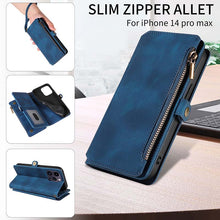 Charger l'image dans la galerie, Casekis Zipper RFID Wallet Phone Case Dark Blue