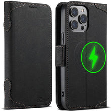 Charger l'image dans la galerie, Casekis Leather Wallet Phone Case compatible with MagSafe Black