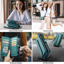 Charger l'image dans la galerie, Casekis Cardholer Zipper Wallet Crossbody Phone Case Green