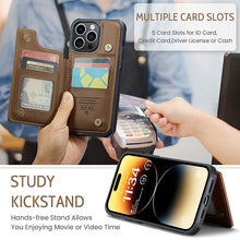 Charger l'image dans la galerie, Casekis RFID Cardholder Wallet Phone Case Brown