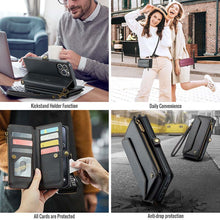 Charger l'image dans la galerie, Casekis Cardholer Zipper Wallet Crossbody Phone Case Black