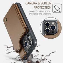 Charger l'image dans la galerie, Casekis RFID Cardholder Wallet Phone Case Brown