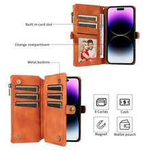 Charger l'image dans la galerie, Casekis Zipper RFID Wallet Phone Case Brown