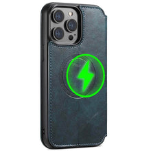 Charger l'image dans la galerie, Casekis Leather Wallet MagSafe Phone Case Blue