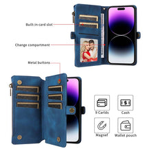 Charger l'image dans la galerie, Casekis Zipper RFID Wallet Phone Case Dark Blue